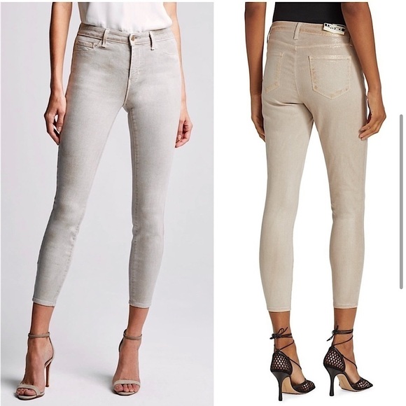 NEW L'AGENCE Margot High Waist Ankle Crop Glitter Coated Denim Skinny Jeans 30 - Picture 4 of 12